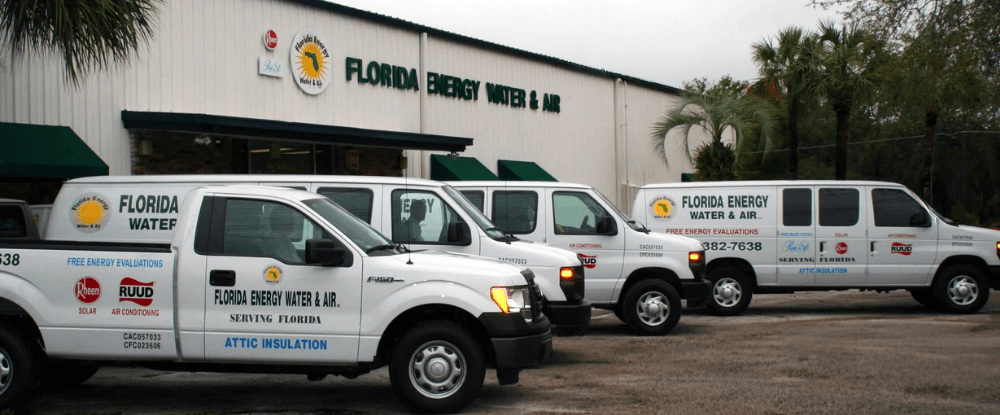 The FEWA building with trucks parked out front.