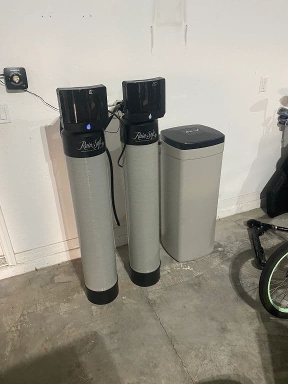 A newly-installed Rain Soft water filtration system.